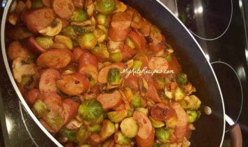 Garlic Brussel Sprouts with Sausage