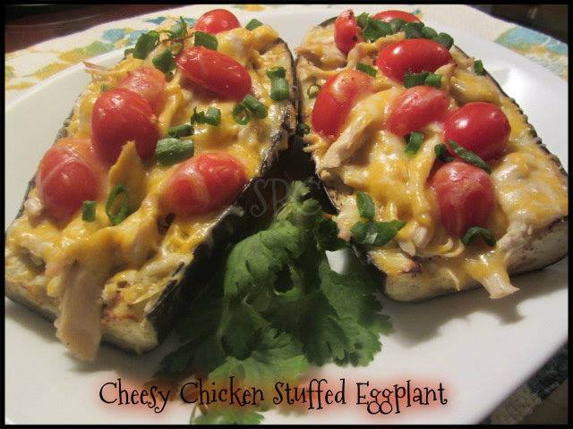 Cheesy Chicken Stuffed Eggplant